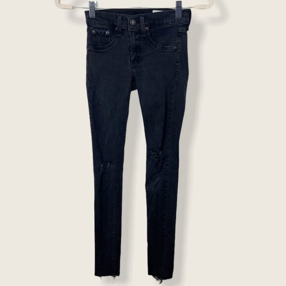 Revolve Rag & Bone Ripped‎ Denim Legging Jeans Size 23 Stretch USA Made Minimal - Picture 4 of 15
